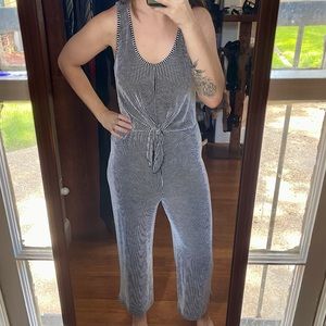 Black and white striped romper